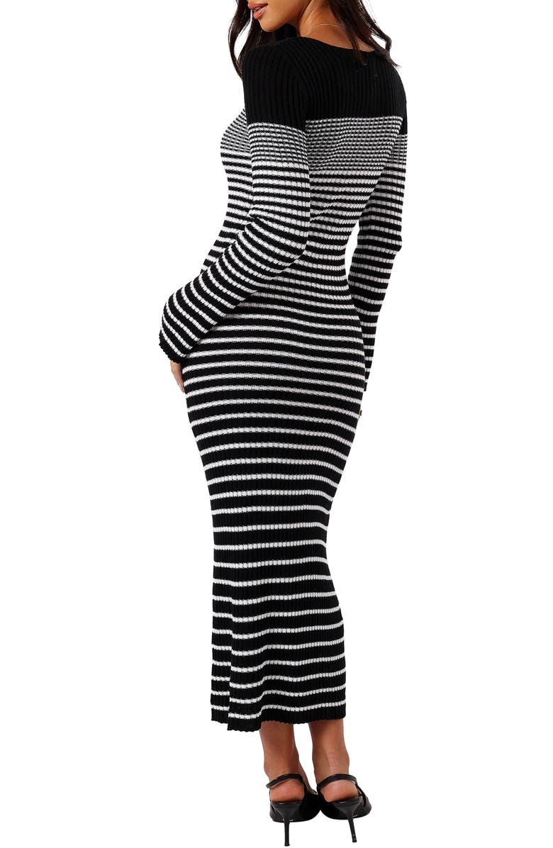 Petal & Pup Camy Stripe Long Sleeve Sweater Dress, Alternate, color, Black/ White