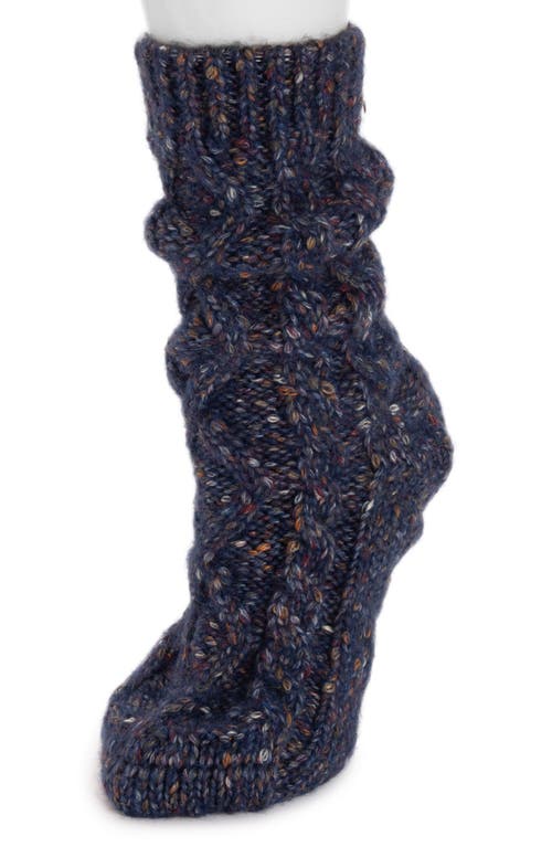 Muk Luks Cable Knit Sweater Crew Socks In Blue