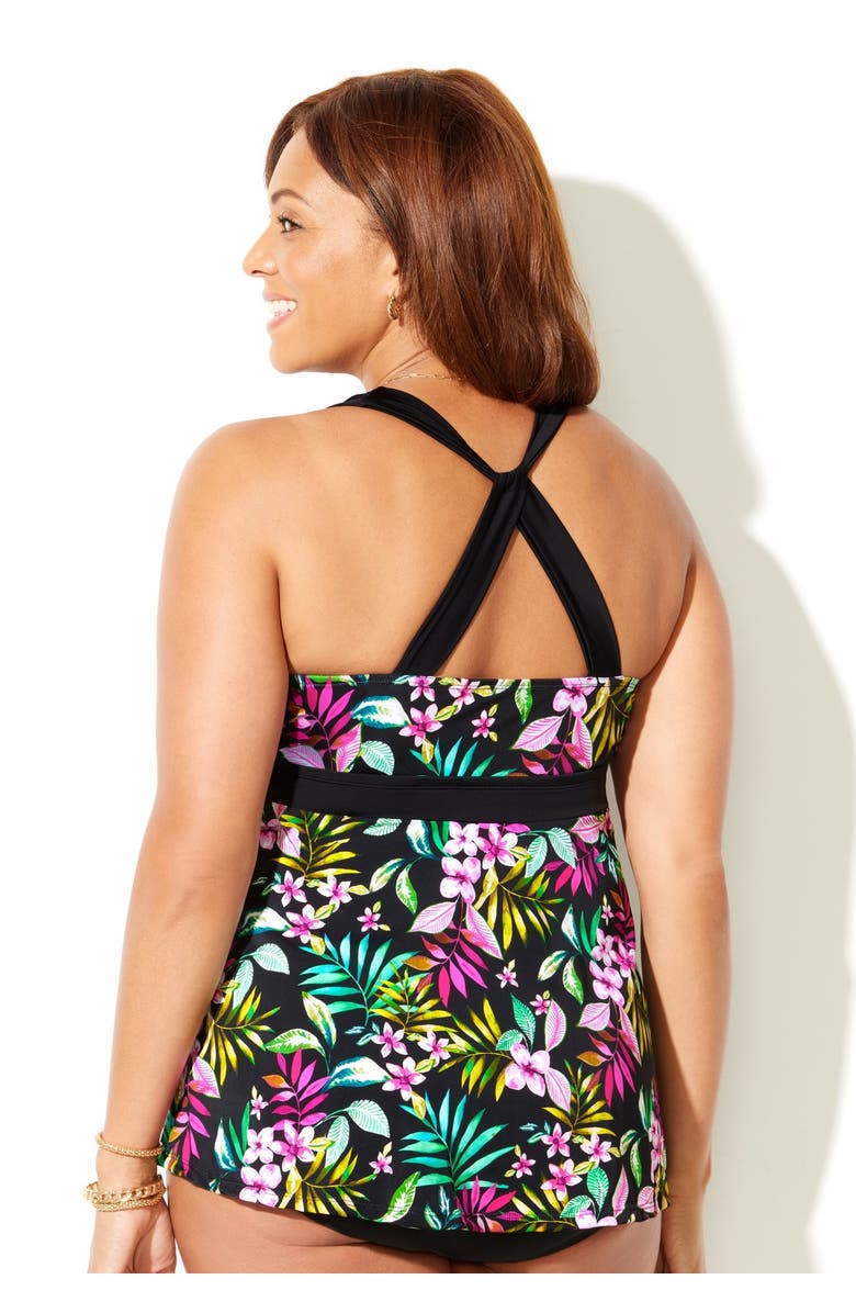 Swimsuits for All Longer Length Surplice Tankini Top, Alternate, color, Multi Tropical