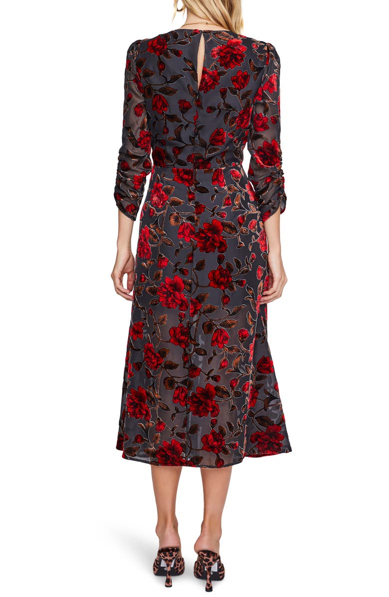 ASTR the Label Jalisca Floral Velvet Burnout Midi Dress, Alternate, color,