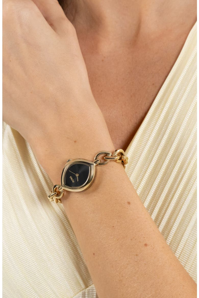 Fiora Contoured Black Bracelet Watch, 29mm x 22.4mm, Alternate, color, BLACK