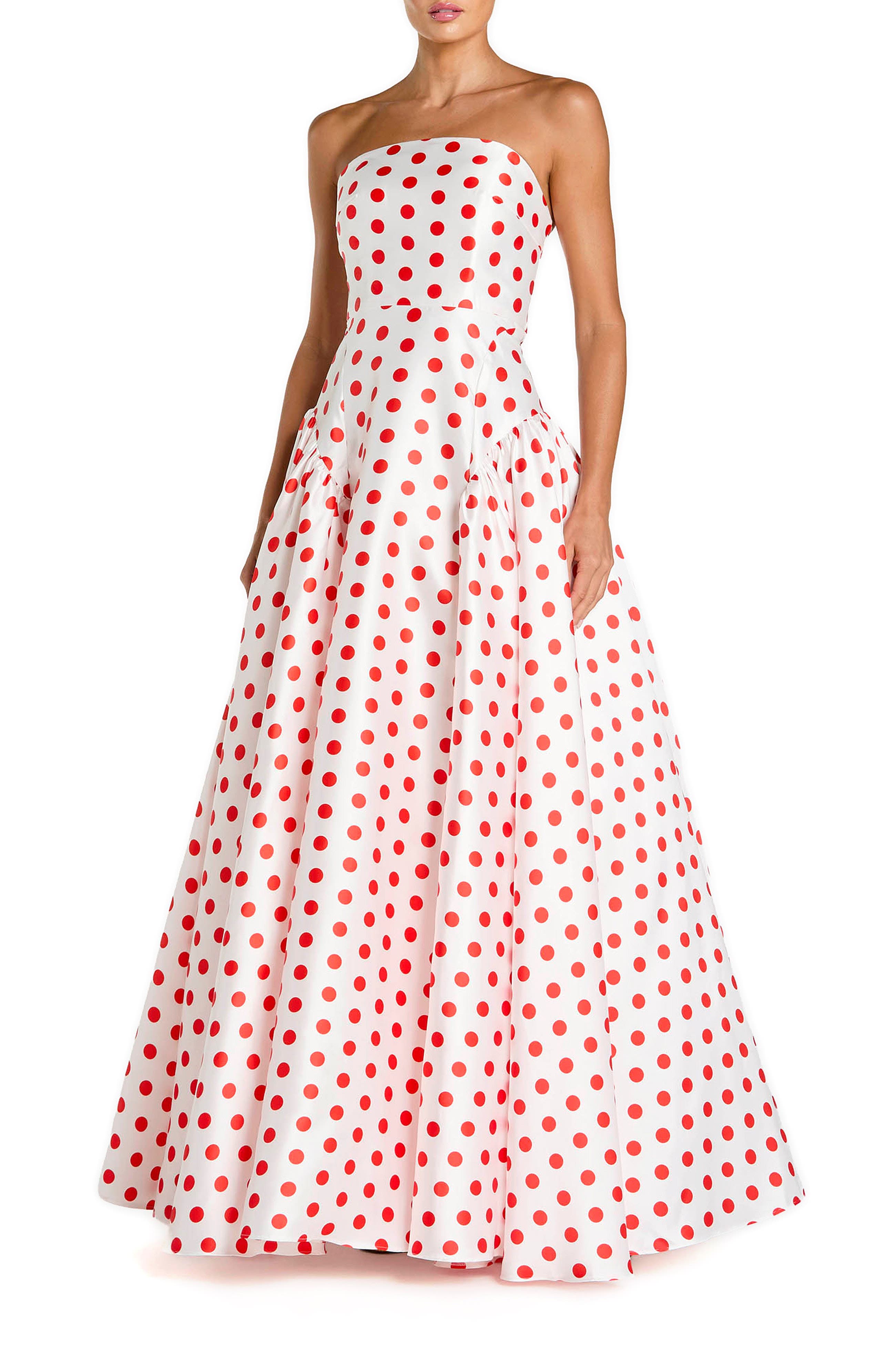Strapless Polka Dot Mikado Ballgown