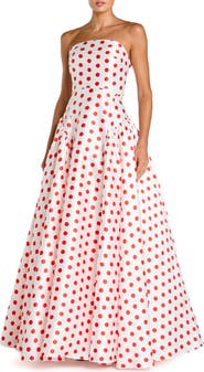 Mac Duggal Strapless Polka Dot Mikado Ballgown