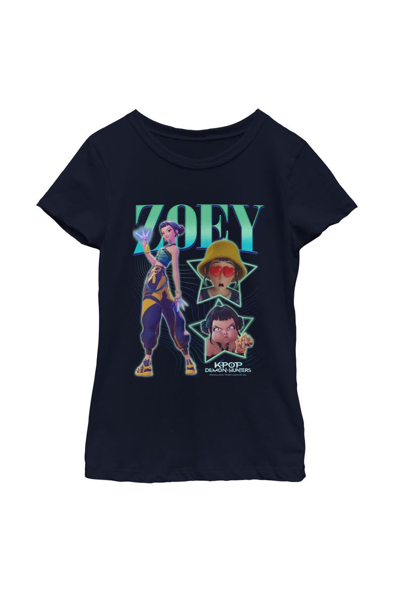 Girl's KPop Demon Hunters Zoey Super Star Logo  Graphic T-Shirt, Main, color, Navy Blue
