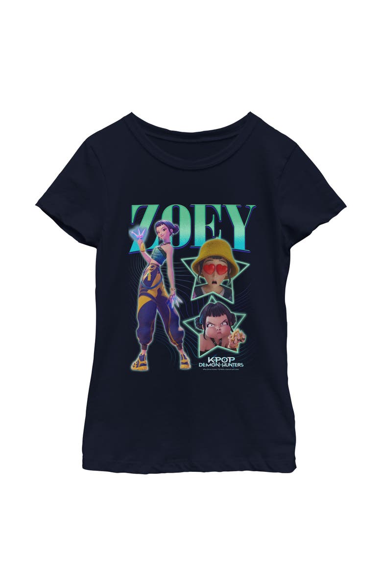 KPop Demon Hunters Girl's KPop Demon Hunters Zoey Super Star Logo Graphic T-Shirt, Main, color, Navy Blue