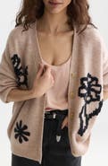 Scotch & Soda Oversize Floral Intarsia Button Front Cardigan