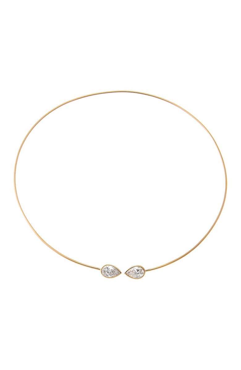 BY ADINA EDEN Lab Grown Diamond Double Bezel Pear Collar Choker Necklace 14K, Main, color, 14K Gold