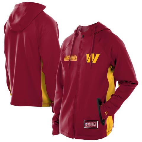 Men's New Era  Burgundy Washington Commanders Combine Authentic Raglan Scuba Full-Zip Hoodie