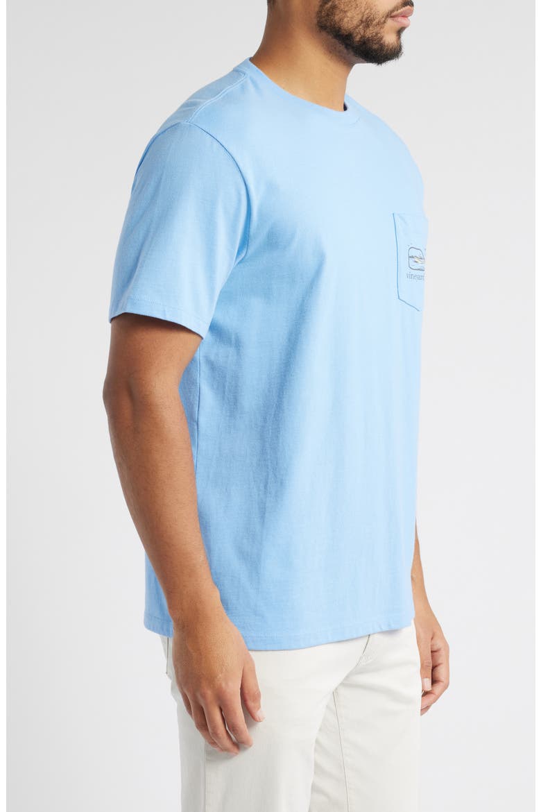 Lighthouse Whale Pocket Graphic T-Shirt, Alternate, color, SERENITY BLUE