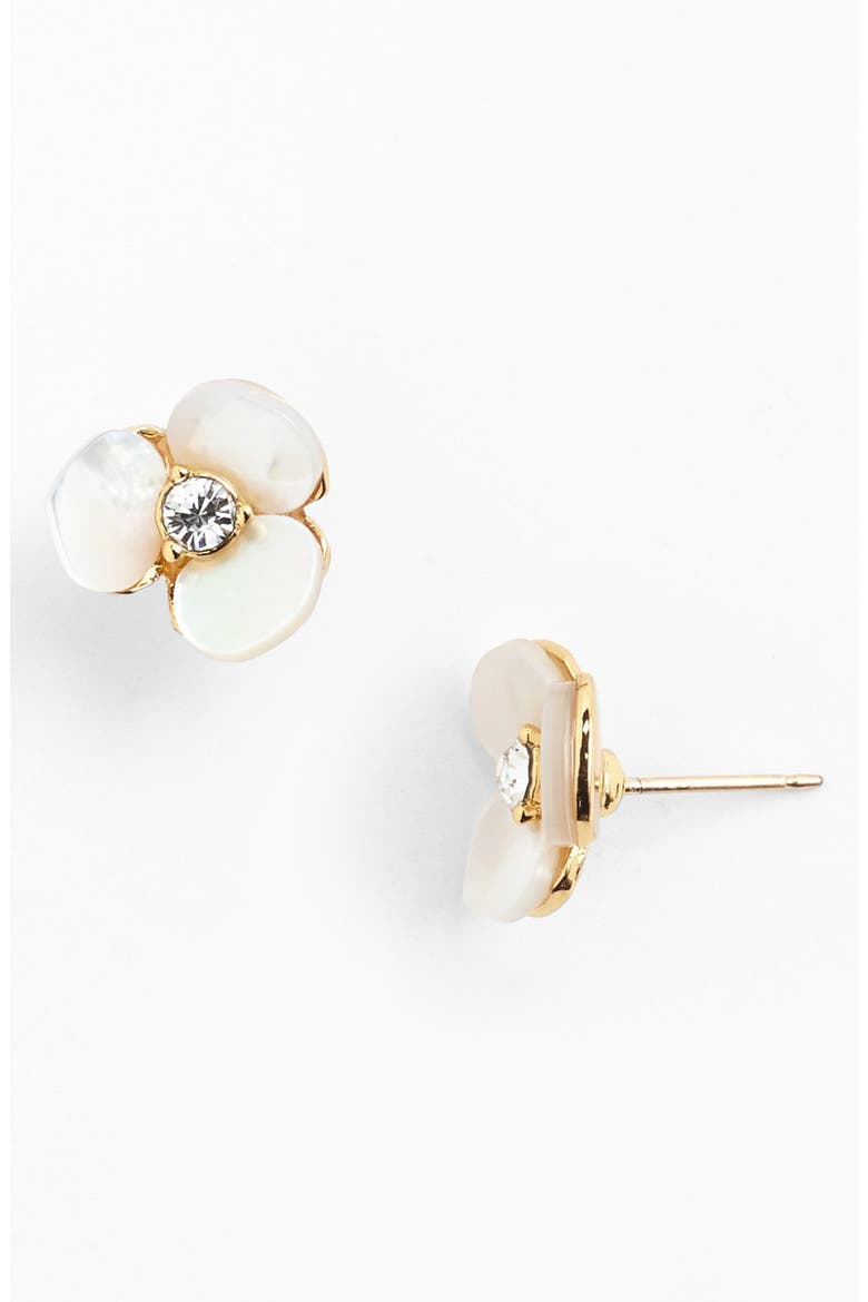 disco pansy stud earrings, Main, color, CREAM/ CLEAR/ GOLD