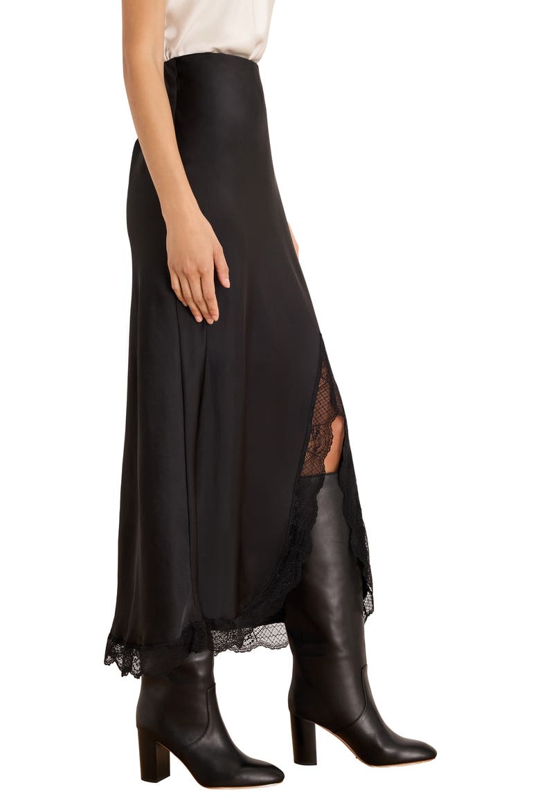 Day Gloss Lace Trim Midi Skirt, Alternate, color, BLACK ONYX