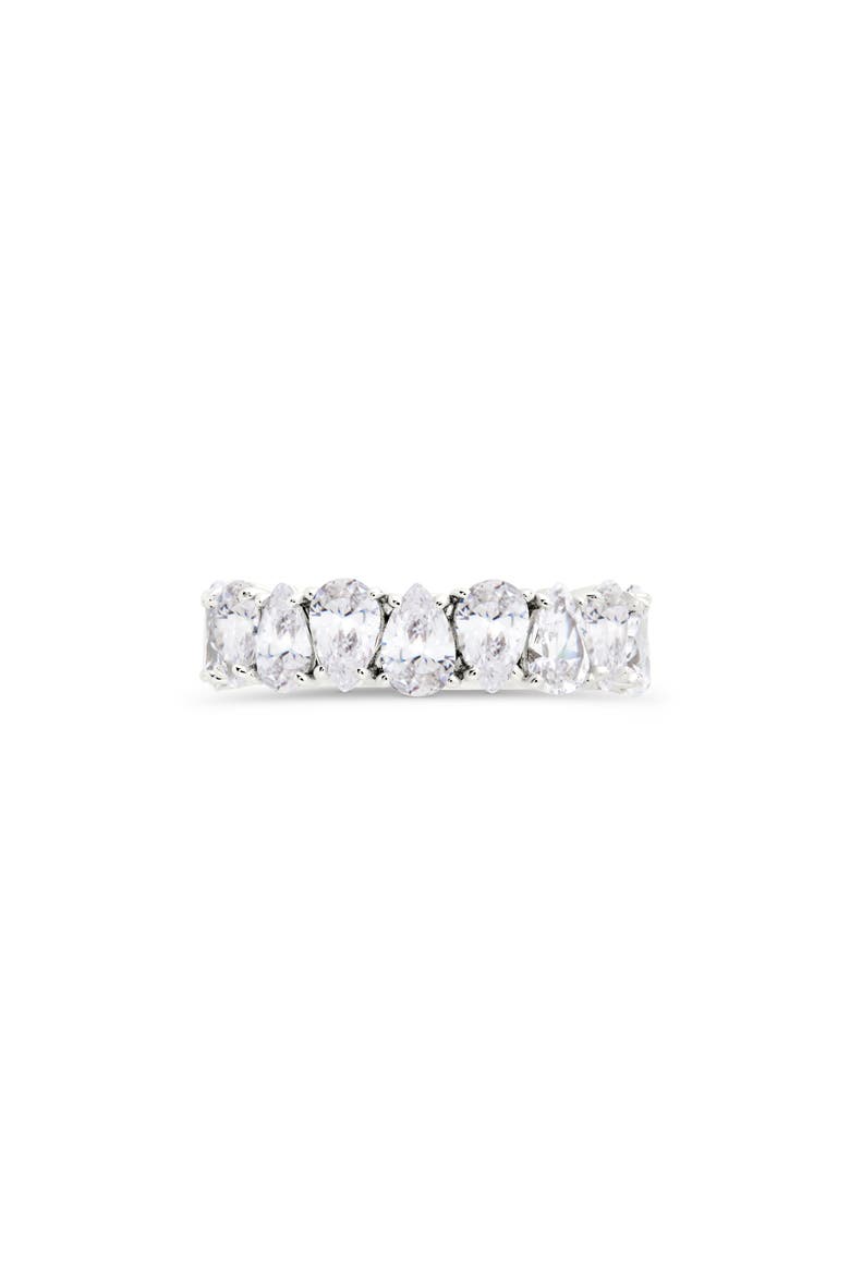 Janis Pear Cubic Zirconia Eternity Band Ring, Alternate, color, SILVER