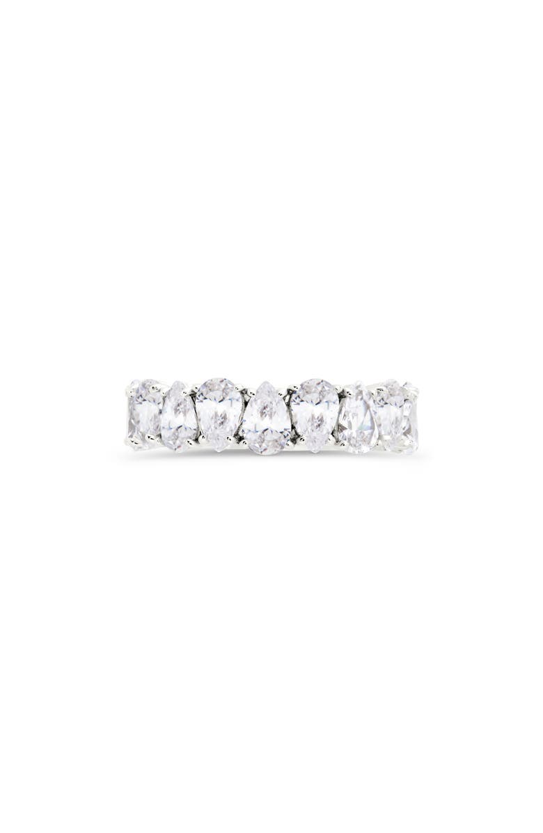 Sterling Forever Janis Pear Cubic Zirconia Eternity Band Ring, Alternate, color, Silver