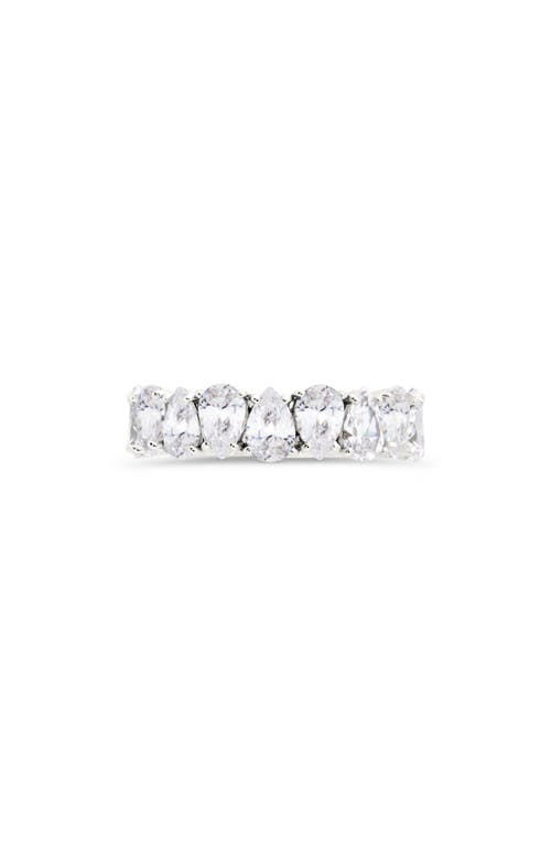 Sterling Forever Janis Pear Cubic Zirconia Eternity Band Ring In Silver