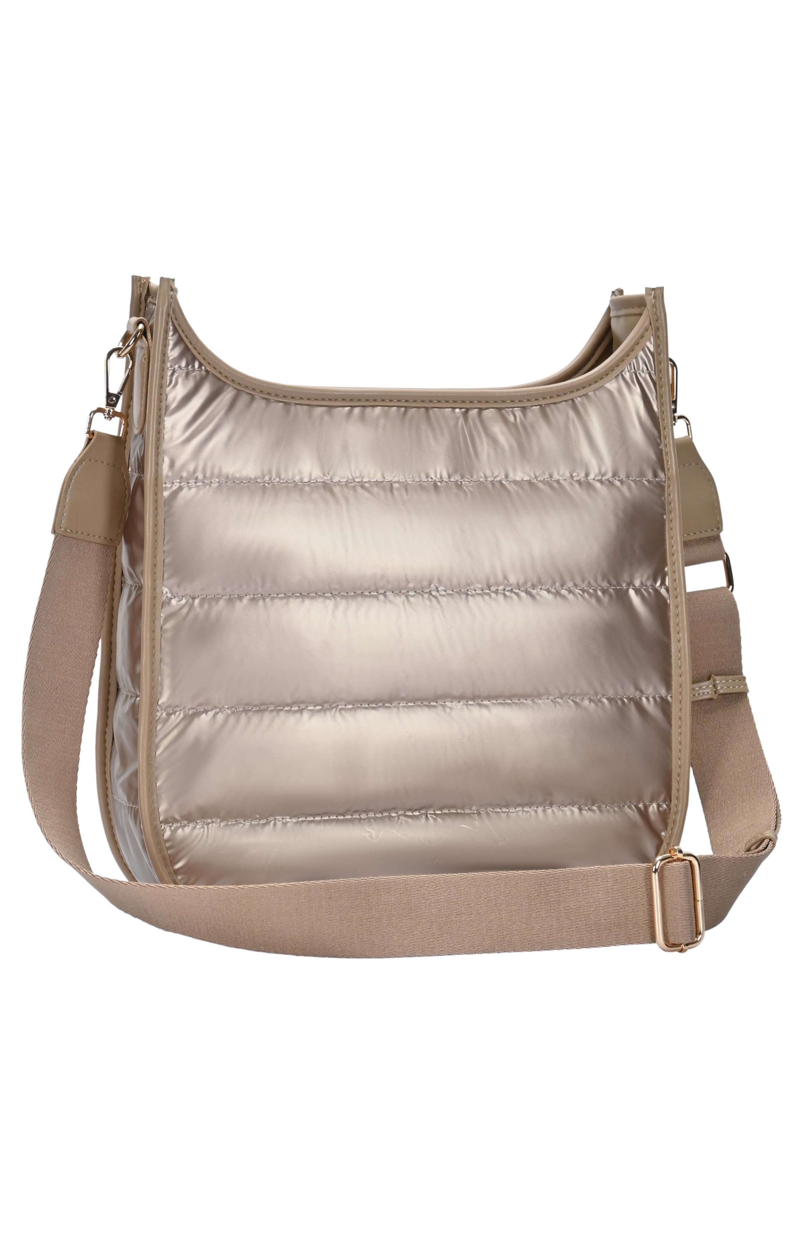 Puffy Quilted Nylon Crossbody Bag, Alternate, color, CHAMPAGNE
