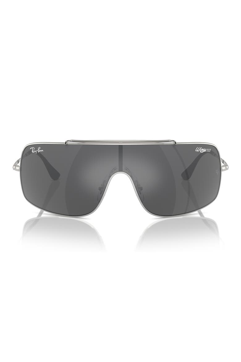 Wings III 136mm Square Wrap Sunglasses, Main, color, SILVER