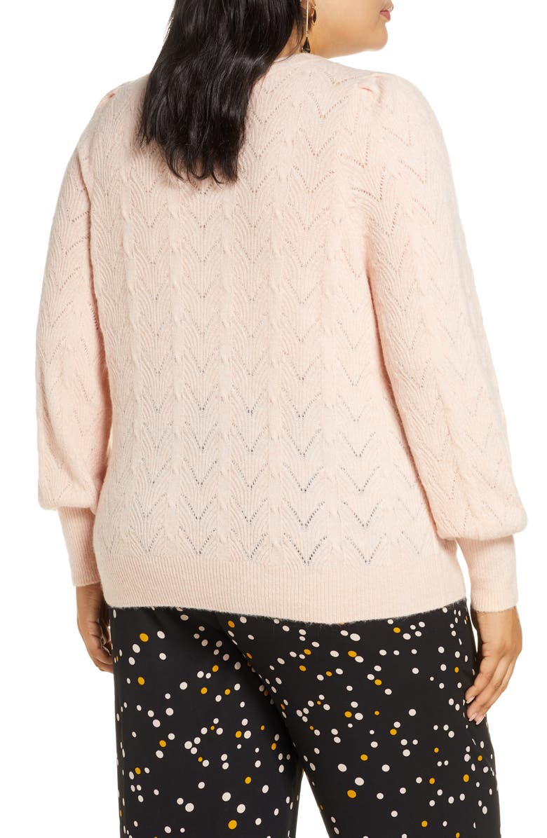 Halogen<sup>®</sup> Pointelle Puff Sleeve Sweater, Alternate, color, 