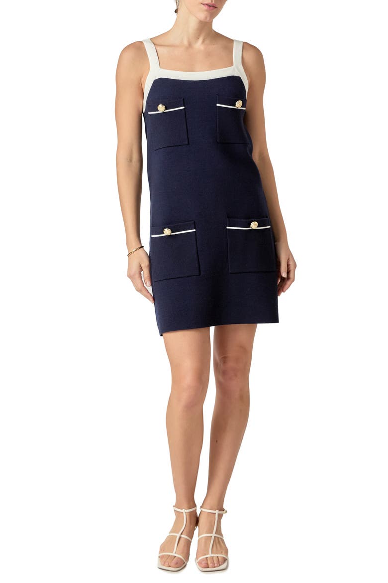 Knit Minidress, Main, color, NAVY/WHITE