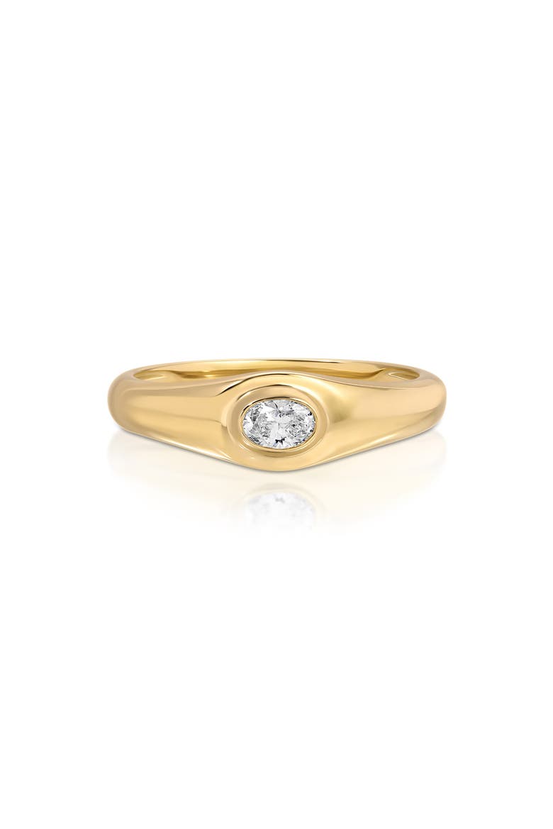 Oval Diamond Signet Ring, Main, color, 14K YELLOW GOLD / DIAMOND