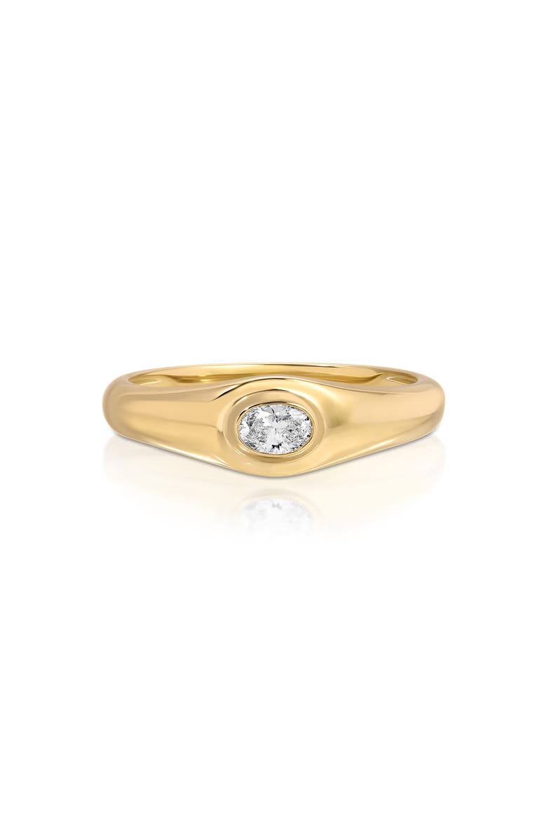 EF Collection Oval Diamond Signet Ring, Main, color, 14K Yellow Gold / Diamond