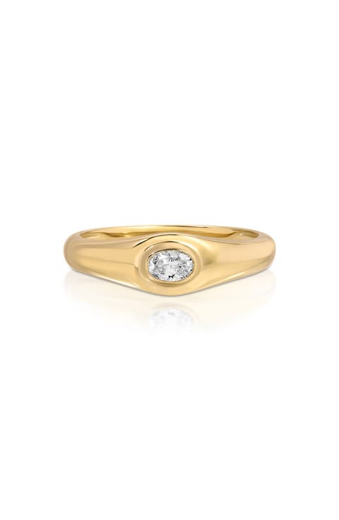 Oval Diamond Signet Ring