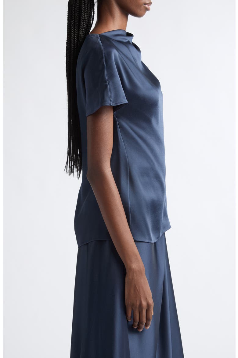 Draped Satin Top, Alternate, color, NAVY