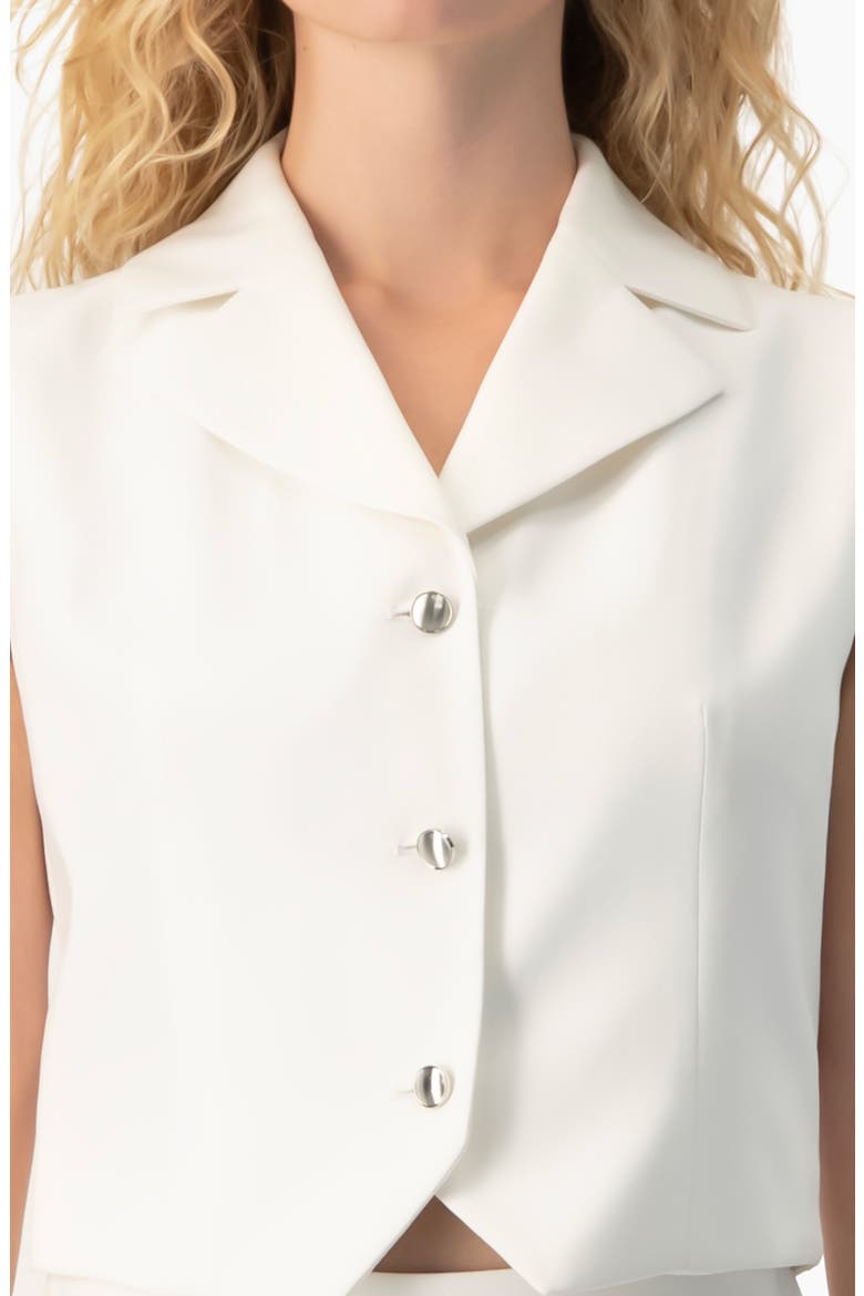 Tailored Sleeveless Crop Blazer Vest, Alternate, color, White