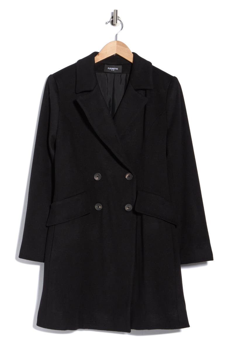Fit and Flare Wool Coat, Alternate, color, BLACK
