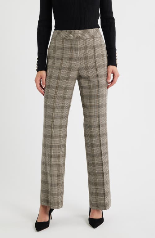 Elie Tahari The Elodie Check Print Wide Leg Pants In Gray