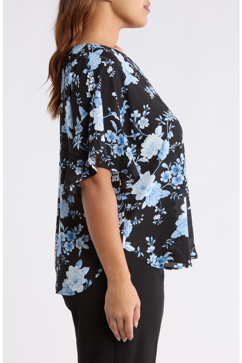 Floral Flutter Sleeve Top, Alternate, color, ANNE BLACK MULTI