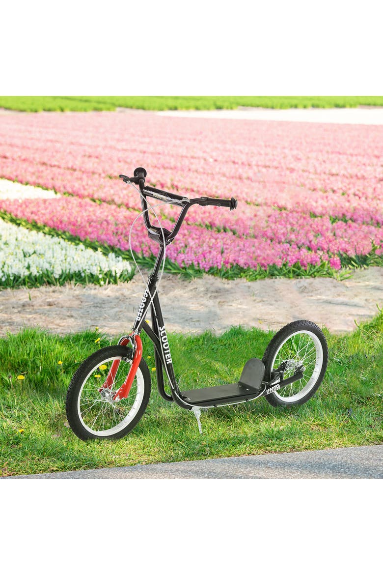 Kids Kick Scooter, Adjustable Handlebar, Dual Brakes, Inflatable Wheels, Alternate, color, Black