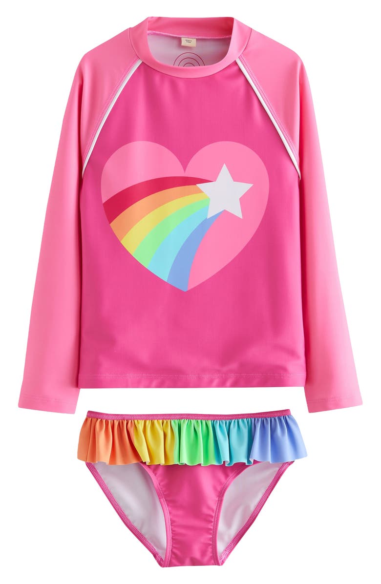 Little Bird Kids' Heart Two-Piece Rashguard Swimsuit, Main, color, 