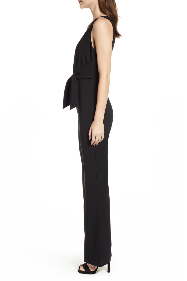 Tie Front Jumpsuit, Alternate, color, BLACK