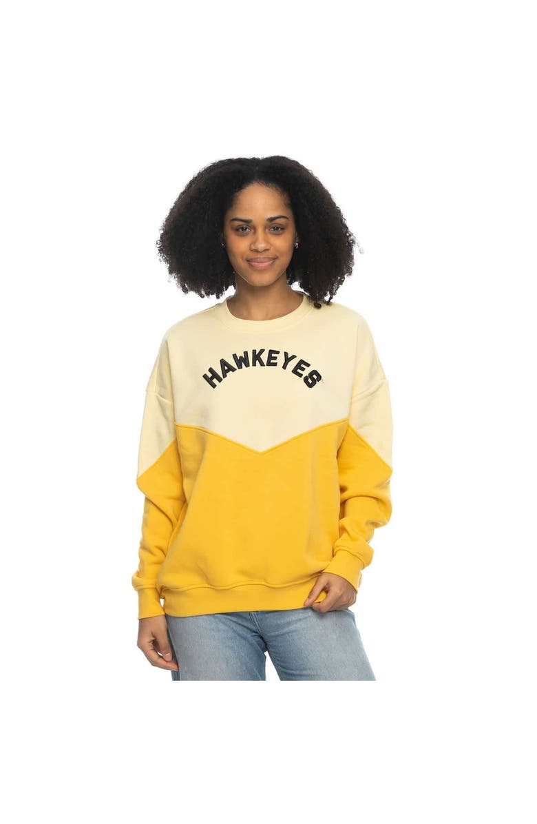 ZOOZATZ Women's ZooZatz Cream Iowa Hawkeyes Bestie Oversized Pullover Sweatshirt, Main, color, 