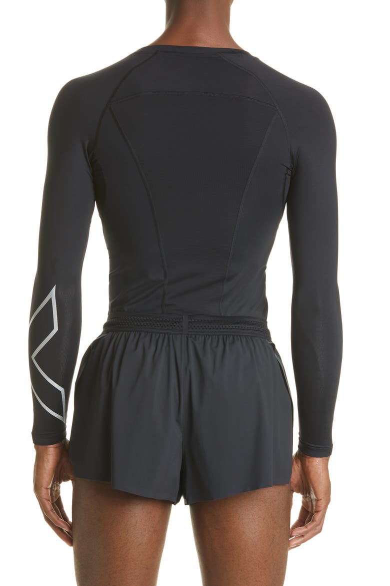 Core Compression Long Sleeve Top, Alternate, color, BLACK/ SILVER