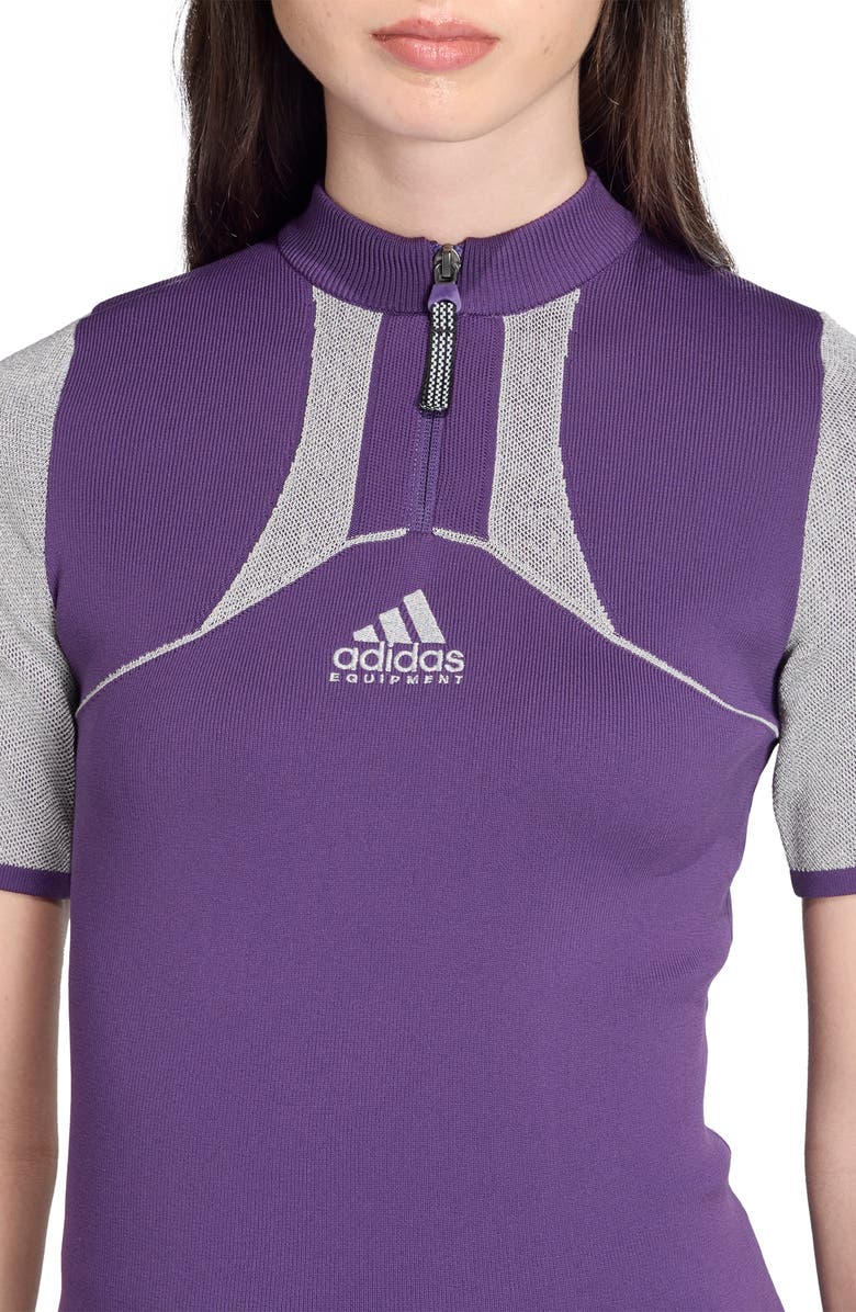 adidas EQT Short Sleeve Quarter Zip Top, Alternate, color, Violet