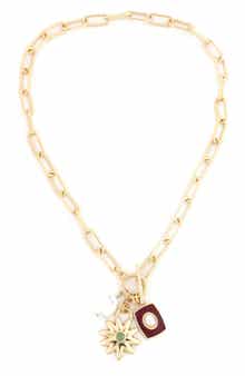 Faux Pearl Charm Pendant Necklace