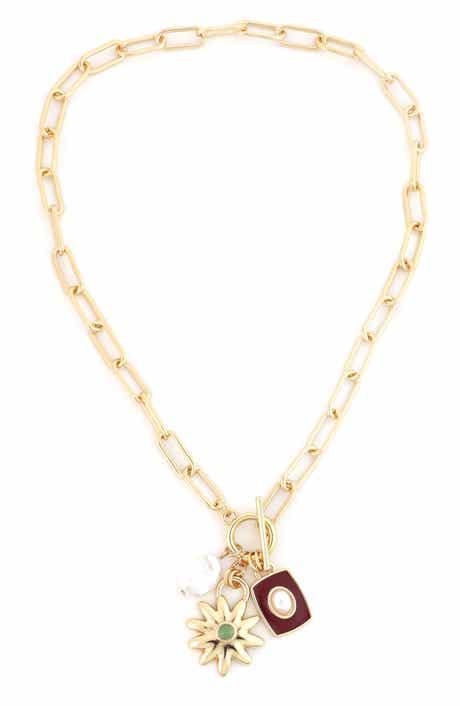 Faux Pearl Charm Pendant Necklace
