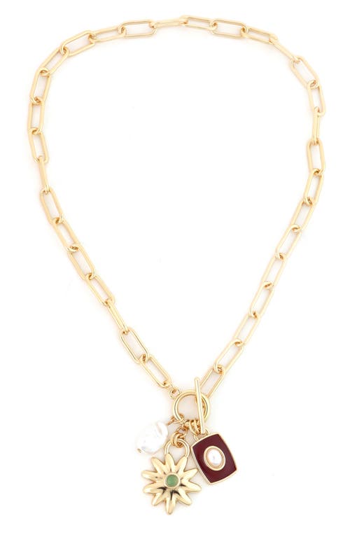 Panacea Faux Pearl Charm Pendant Necklace in Burgundy at Nordstrom