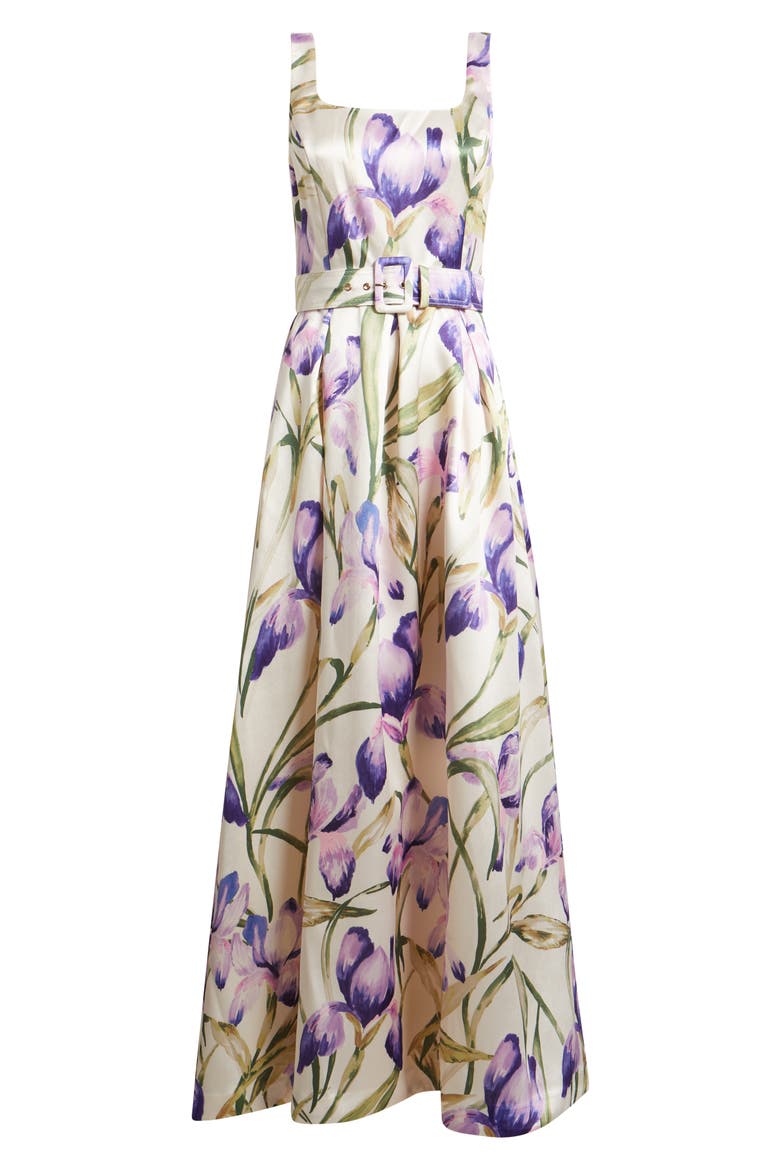 Floral A-Line Gown, Alternate, color, PURPLE MULTI
