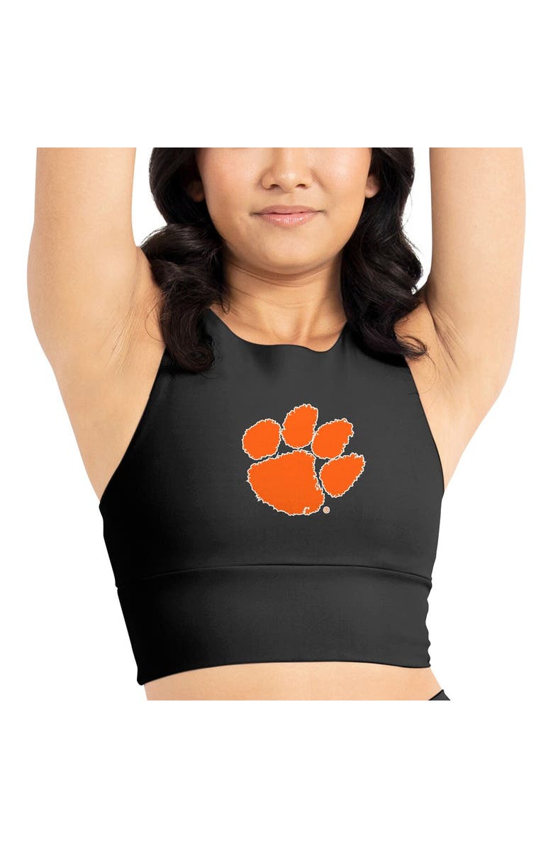 Certo Women's Kadi Brand Black Clemson Tigers Buttery Soft Midi Bra & Leggings Set, Alternate, color, Black