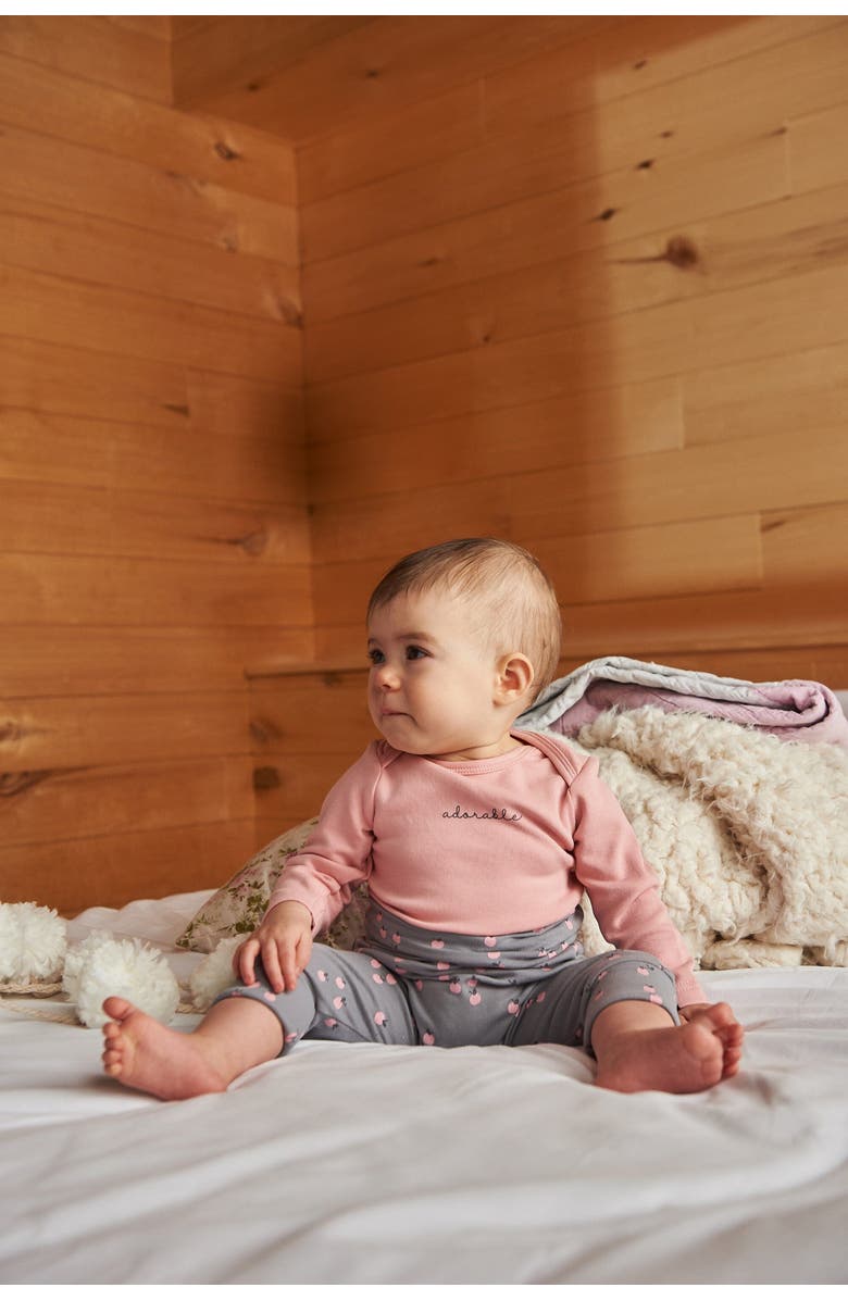 Deux par Deux Baby Girl's Organic Cotton Bodysuit With Print Light Pink, Alternate, color,