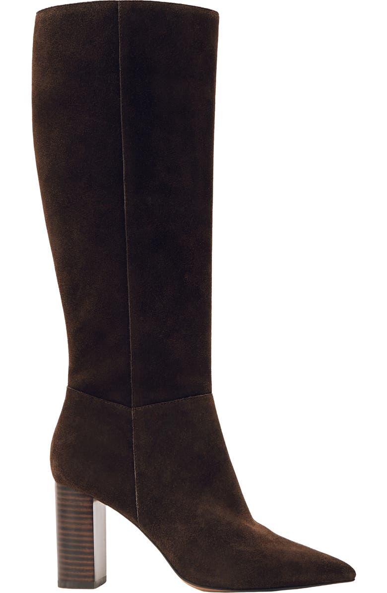 Reiss Bianca Pointed Toe Knee High Boot, Alternate, color, Chocolate