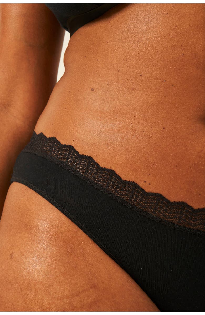 Stripe & Stare Zig Zag Lace Triangle Bralette & Original Knicker Set, Alternate, color, Black