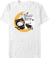 Hello Kitty Men's Halloween Black Cat and Moon T-Shirt
