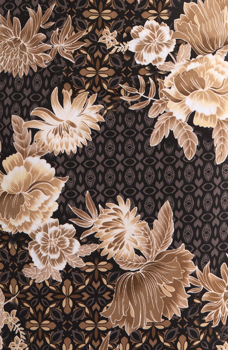 Connected Apparel Print Shirred Dress, Alternate, color, Taupe