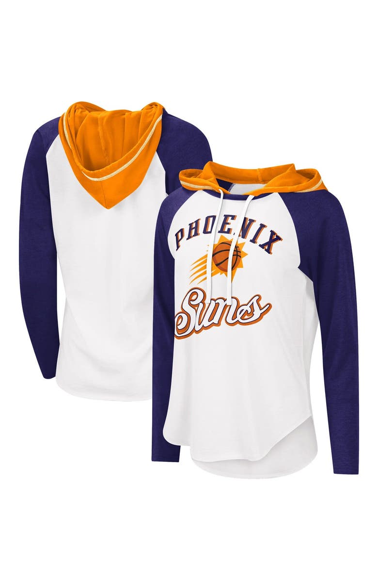 G-III 4HER BY CARL BANKS Women's G-III 4Her by Carl Banks White Phoenix Suns MVP Raglan Hoodie Long Sleeve T-Shirt, Main, color, White