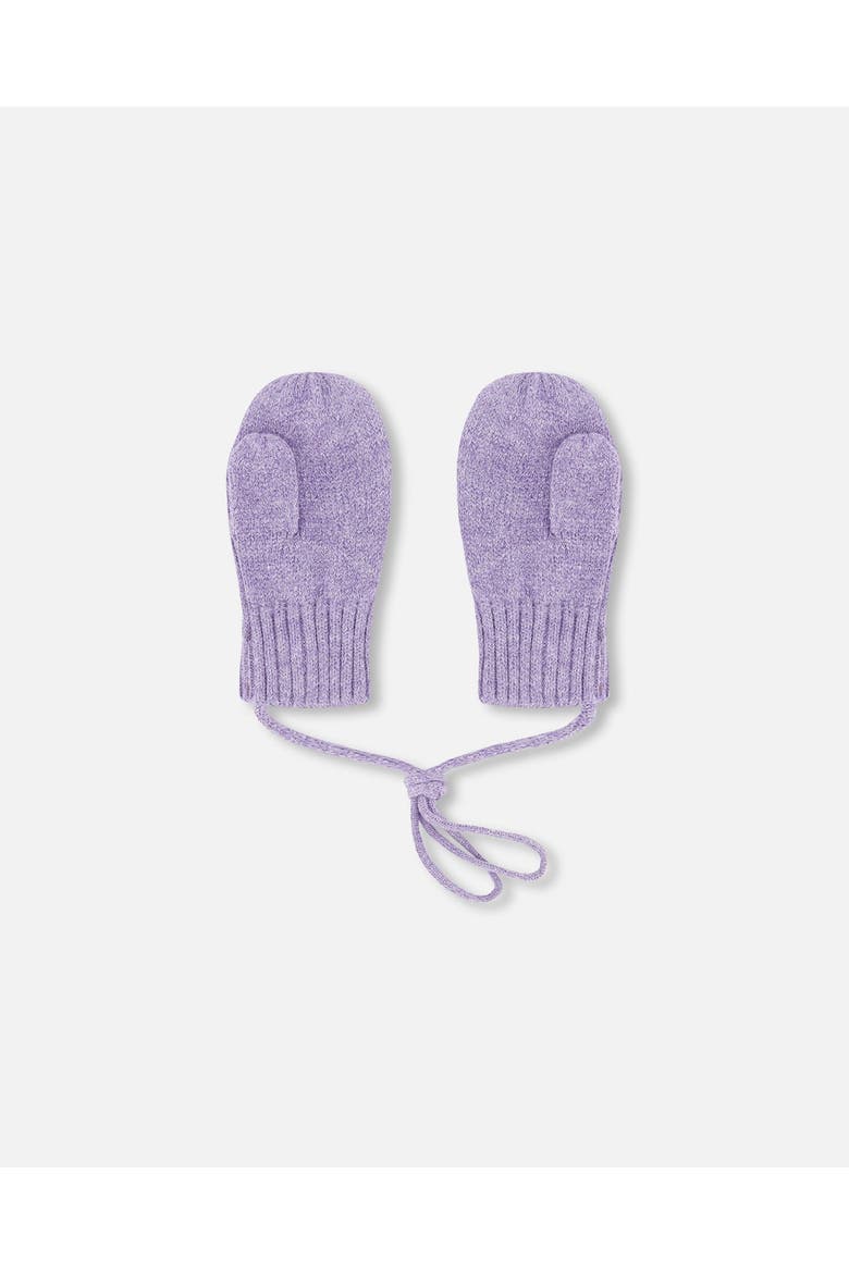 Girl Rib Knit Mittens with Cord, Alternate, color, Lavender