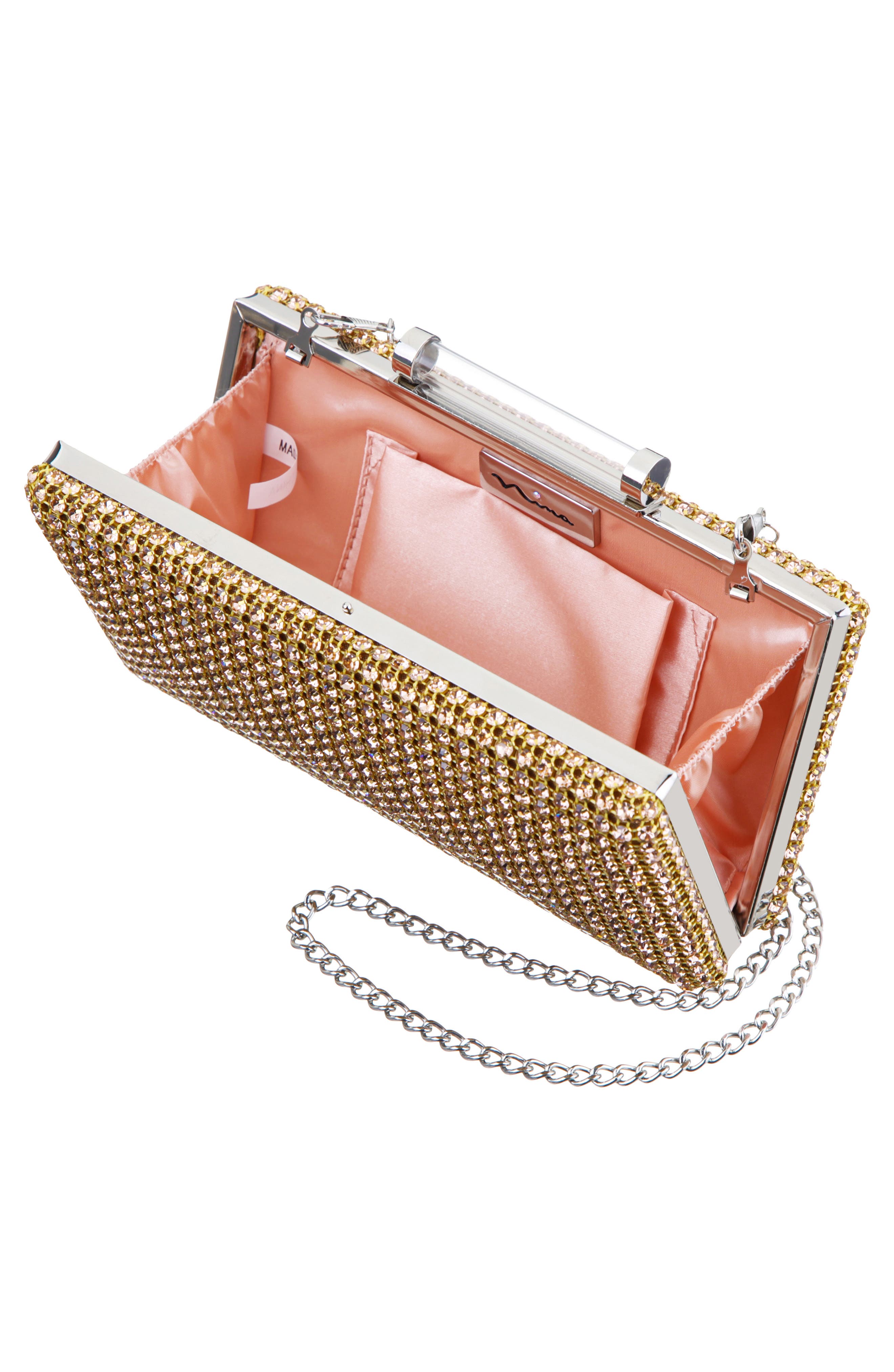 Gracious Crystal Clutch, Alternate, color, PEARL ROSE