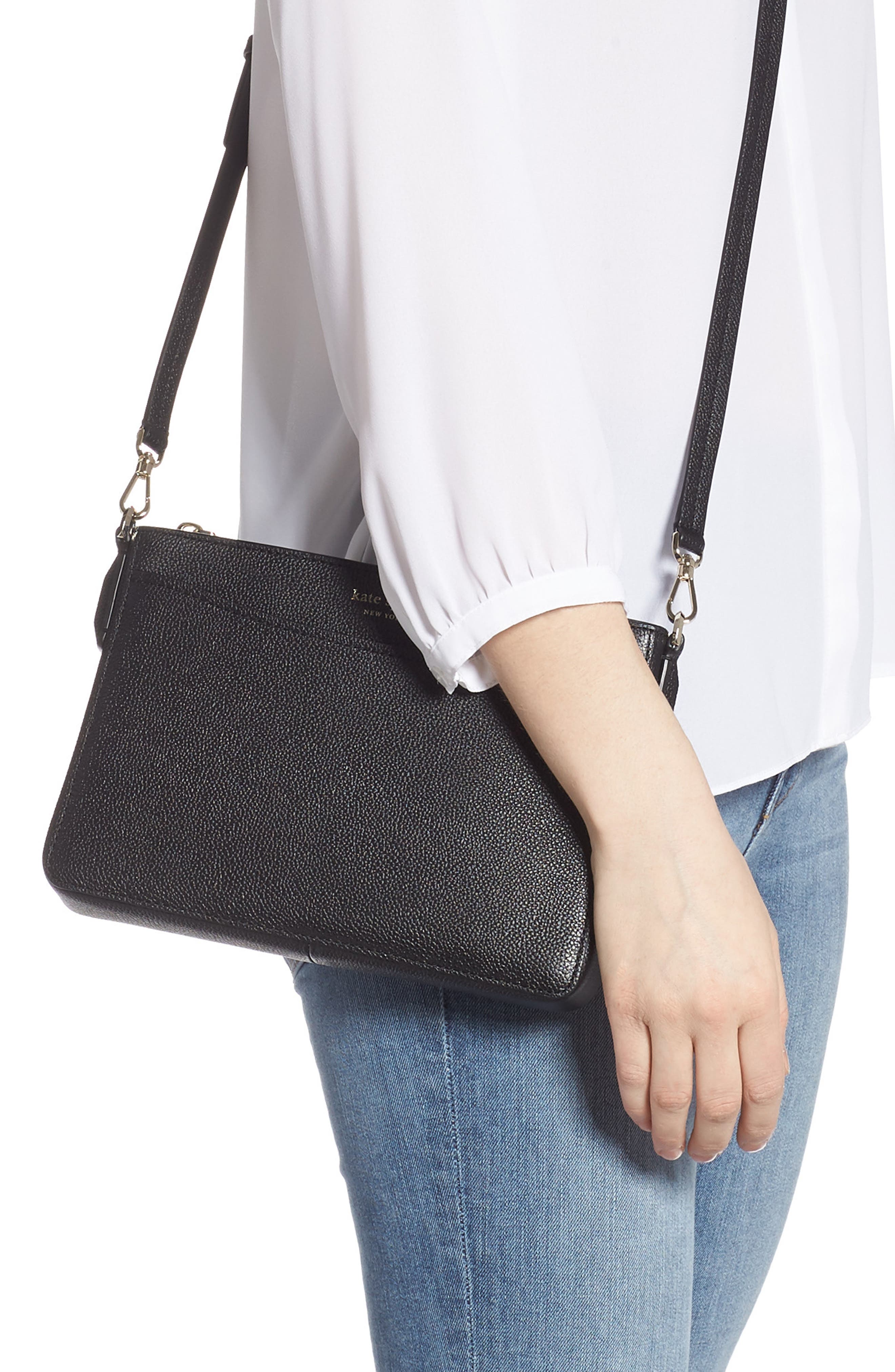 margaux medium convertible crossbody bag, Alternate, color, BLACK